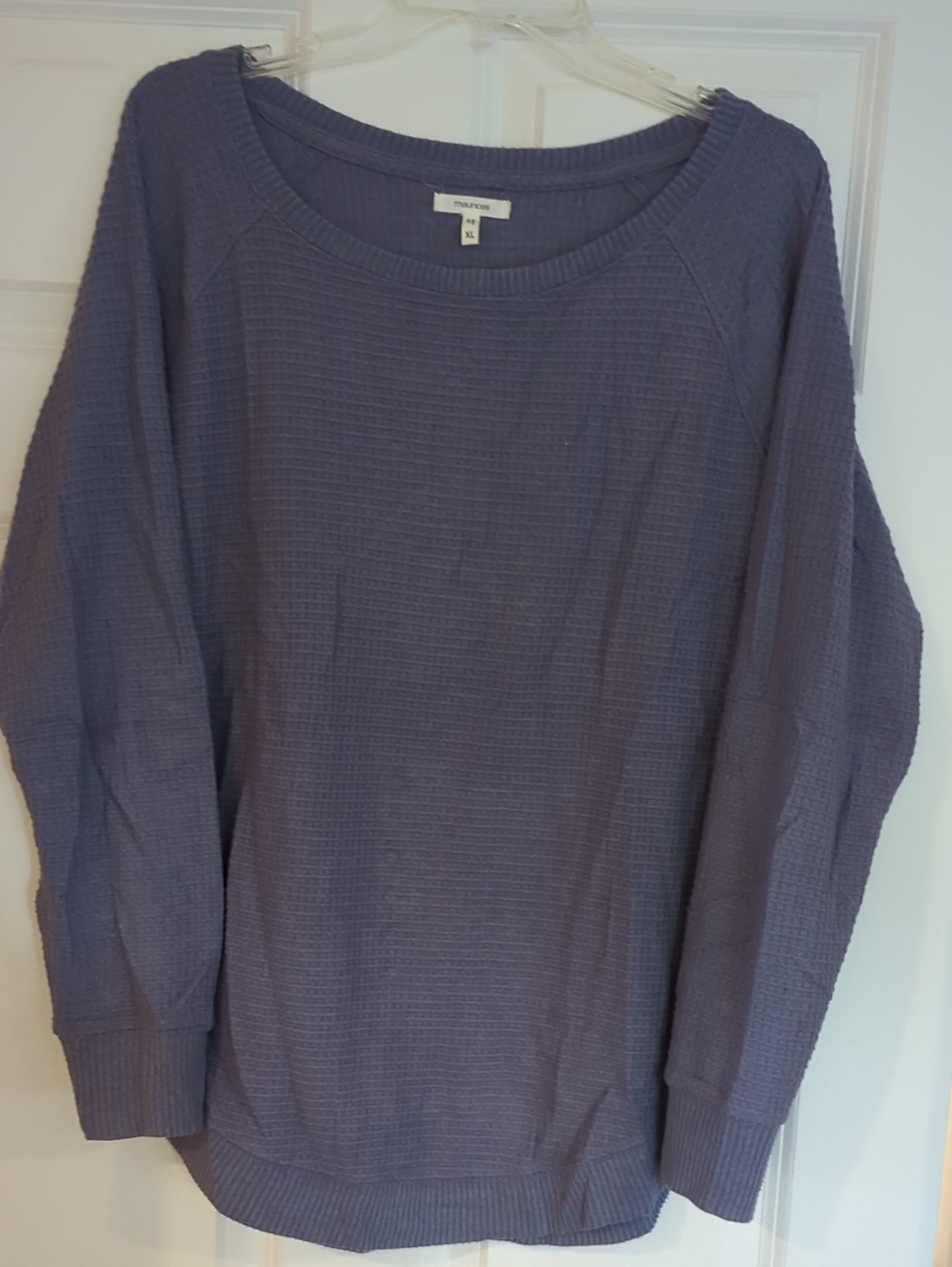 Maurices Waffle-Knit Scoop Neck Sweater in Dusty Blue